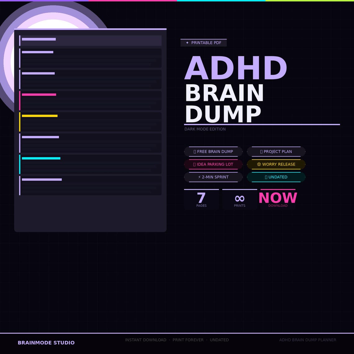 ADHD Brain Dump Printable | Neurodivergent Capture System | Free Brain ...