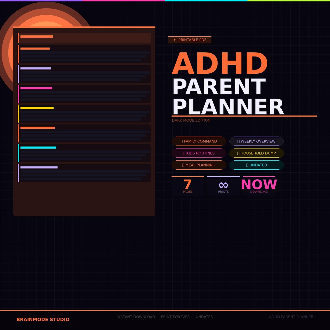 ADHD Parent Planner Printable | Neurodivergent Mom Planner | Family ...