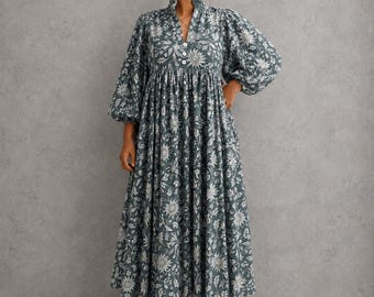 Block Print Dress, Cotton Dresses, Women Dresses, Indian Cotton Dress, Block Print Maxi Dress, Midi Dress, Mini Dress, Bagru Block Print
