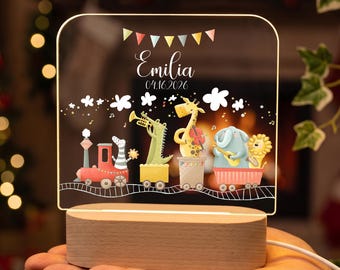 Veilleuse de Noël personnalisée pour bébé garçon, cadeau d'anniversaire avec prénom personnalisé, décoration de chambre d'enfant