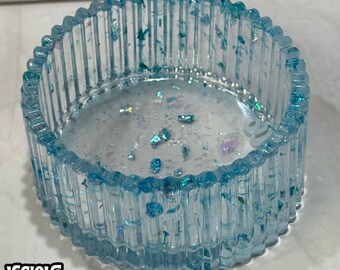 Small Blue Holographic Ribbed Resin Trinket Bowl  / Jewelry Dish – Vicious Vice Original