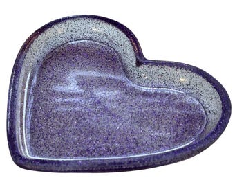 Purple Glitter Heart Resin Tray,  Jewelry Dish, Ring Holder, Vanity Decor