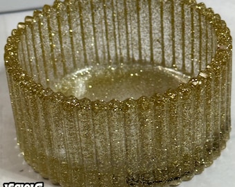 Small Gold Glitter Ribbed Resin Trinket Bowl  / Jewelry Dish – Vicious Vice Original