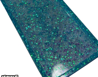 Blue Holographic and Glitter Catchall Tray, Resin Jewelry Dish, Vanity Decor