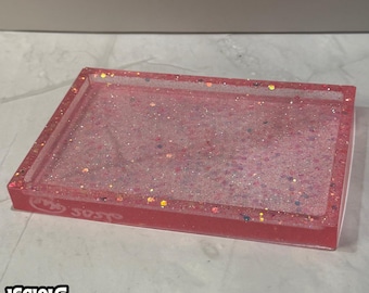 Dark Pink / Red Holographic and Glitter Catchall Tray, Jewelry Dish, Trinket Tray, Vanity Decor