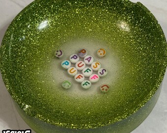 Green Glitter Resin Ashtray – Vicious Vice Original Blooper Ashtray