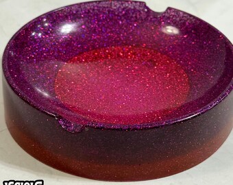 Glitter Resin Ashtray Trinket Tray | Magenta Pink Purple 4'' Vicious Vice Smoke Accessory
