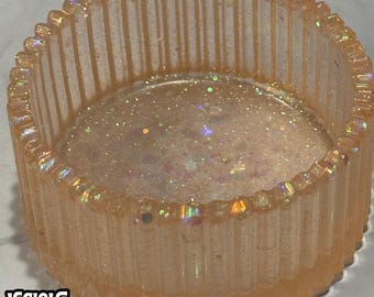 Small Orange Holographic Glitter Ribbed Resin Trinket Bowl  / Jewelry Dish – Vicious Vice Original