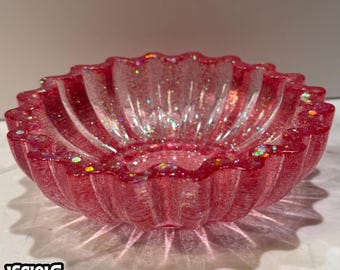 Red Holographic Glitter Wavy / Scalloped Resin Trinket Bowl  / Jewelry Dish – Vicious Vice Original
