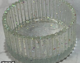 Small Light Yellow Holographic Glitter Ribbed Resin Trinket Bowl  / Jewelry Dish – Vicious Vice Original