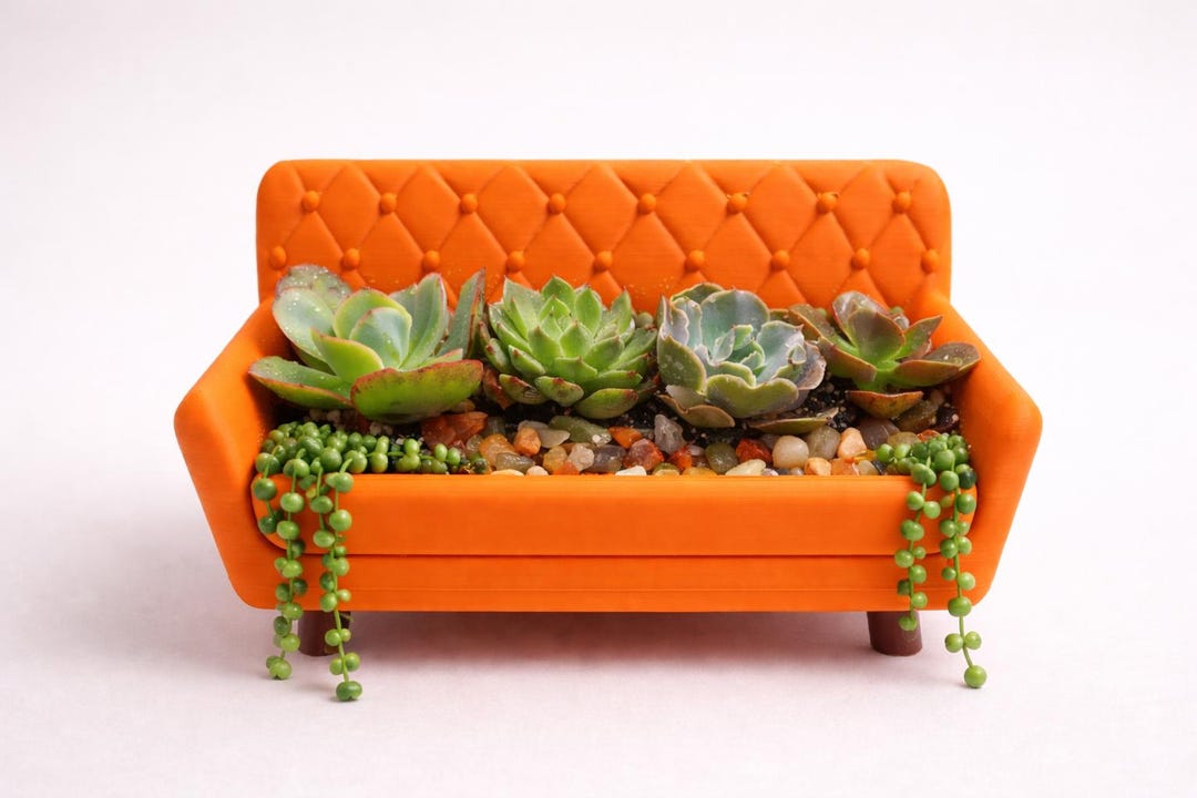 Couch Pot 3D Printed Couch Planter | Tufted Sofa Succulent Pot, Modern Indoor ...