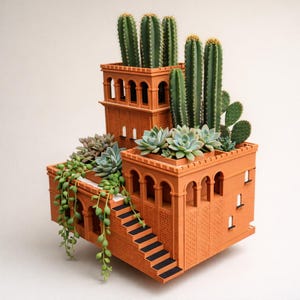 Neo Roman Self Watering Planter, Architectural Succulent Pot, Statement Decor