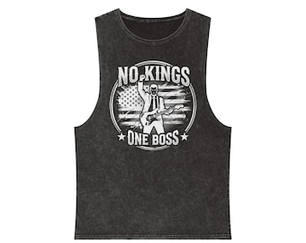 No Kings One Boss graphic Tank Top | American flag, retro biker design