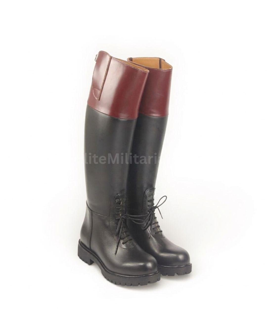 Handmade Leather Colonial Boots: Black Riding Boots for Men, Knee High ...