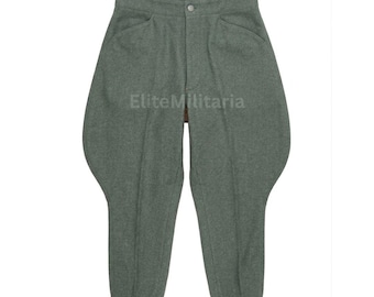 Field Grey Wool Officer Breeches | Military Reenactment Riding Pants | Historical Uniform Trousers
