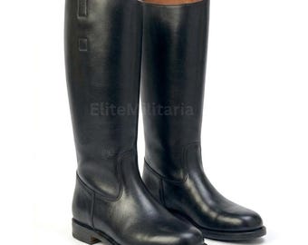 Handmade German Officer Long Boots, Black Leather Jackboots, Tall Military Officer Boots, Horse Riding Shoes