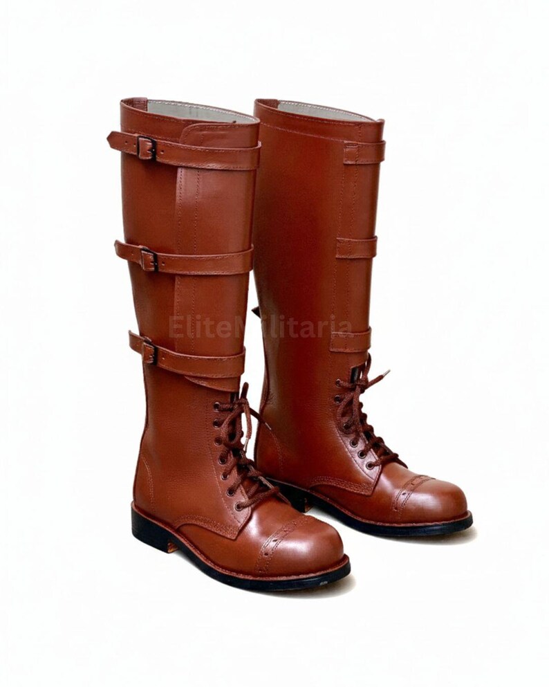 Handmade US Army 3 Buckle Cavalry Boots: Leather Tall Military Riding ...