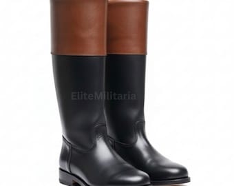 Handmade Colonial Leather Riding Boots: Tall Officer Rev War Boots