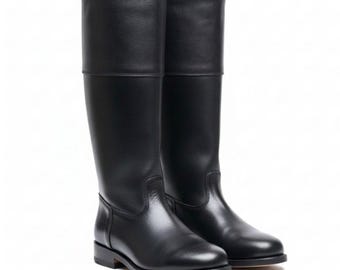 Handmade Leather Colonial Riding Boots: Revolutionary War Style Tall Officer Boot