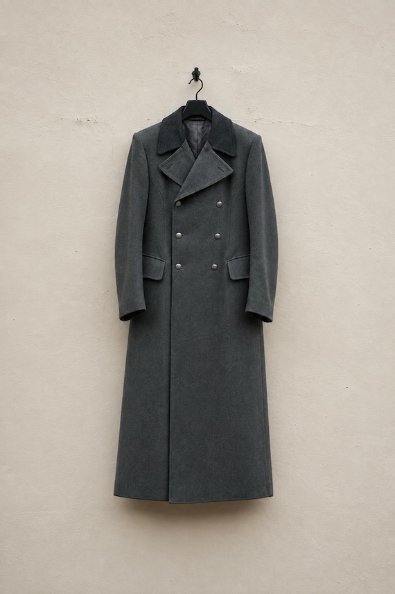 German Military Greatcoat Wool Long Coat Men's Officer Overcoat Historical Reproduction Double Breasted Coat