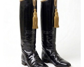Handmade Civil War Cavalry Boots, Black Leather Knee High Boots, 19th Century Military Riding Boots, Historical Reenactment Officer Boots