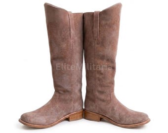 Civil War Cavalry Boots Handmade Roughout Leather Riding Boots Officer Tall Boots Vintage Military Style Equestrian Boots