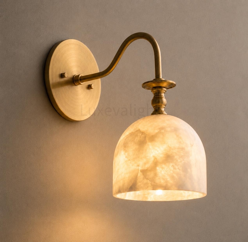 Modern alabaster wall sconce pair in antique brass, luxury bathroom vanity wall light fixture with natural stone shades
Handmade alabaster wall sconces with antique brass finish, mid century modern bathroom vanity lighting pair
Luxury brass wall sconce pair featuring natural alabaster shades for modern bathroom vanity lighting
Mid century modern alabaster wall light pair in antique brass, handcrafted bathroom vanity sconces
Pair of antique brass alabaster wall sconces with warm lighting
