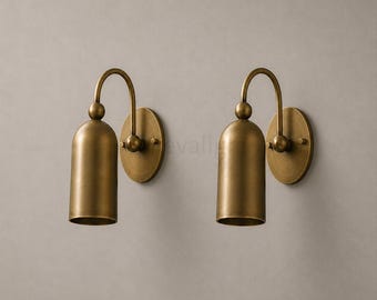 Paar moderne Messing Wandleuchten aus der Mitte des Jahrhunderts, antike Messing Wandleuchte, Vintage Zylinder Wandleuchte, moderne Schlafzimmer Badezimmer Eitelkeitsbeleuchtung