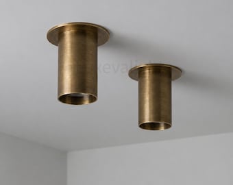 1990er Jahre Mid Century Modern Messing Unterputz Leuchte, Deckenleuchte aus Massivem Messing, Minimalistische Zylinder Deckenleuchte, Luxus Flur Beleuchtung