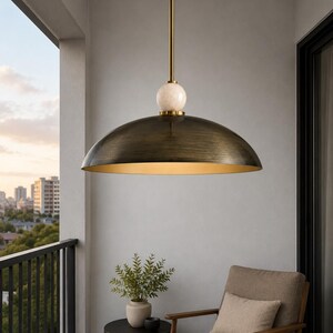 Mid Century Modern Dome Pendant Light, Italian Modern Hanging Lamp, Luxury Chrome Pendant Lighting, Alabaster Ball Ceiling Light, Minimalist Kitchen Island Fixture
1950s Mid Century Modern Dome Pendant Light, Italian Modern Hanging Lamp, Luxury Chrome Ceiling Light, Minimalist Kitchen Island Fixture
Mid century modern chrome dome pendant light with alabaster ball detail, luxury Italian modern hanging lamp for kitchen island or dining room
modern designer lighting for dining room kitchen spaces