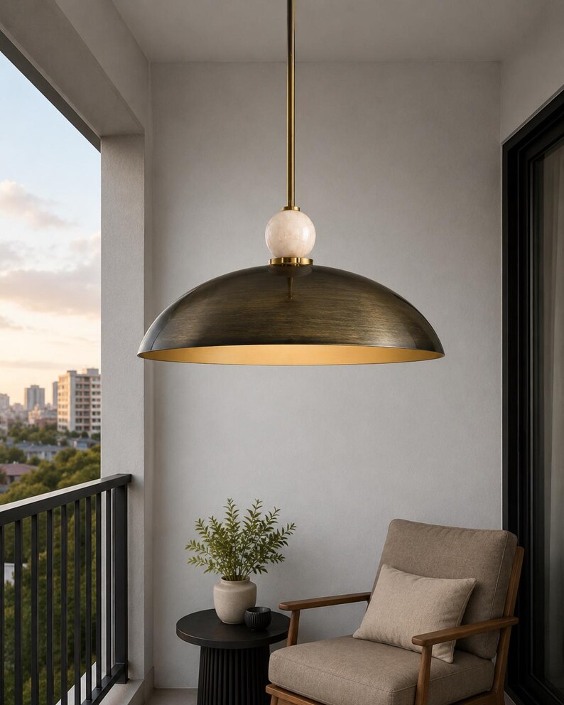 Mid Century Modern Dome Pendant Light, Italian Modern Hanging Lamp, Luxury Chrome Pendant Lighting, Alabaster Ball Ceiling Light, Minimalist Kitchen Island Fixture
1950s Mid Century Modern Dome Pendant Light, Italian Modern Hanging Lamp, Luxury Chrome Ceiling Light, Minimalist Kitchen Island Fixture
Mid century modern chrome dome pendant light with alabaster ball detail, luxury Italian modern hanging lamp for kitchen island or dining room
modern designer lighting for dining room kitchen spaces
