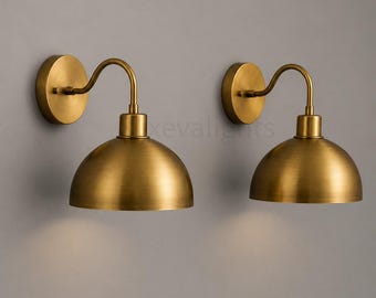 Mid Century moderne Messing Wandleuchte, antike Messing Kuppel Wandleuchte, Industrie Bauernhaus Badezimmer Eitelkeit Beleuchtung Vintage Schlafzimmer Wandleuchte