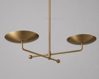 Mid Century Modern Messing Kronleuchter, 1950 Stil handgefertigte Pendelleuchte, Luxus Minimalist Deckenleuchte für Esszimmer