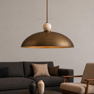 Mid Century Modern Chrome Dome Pendant Light, Italian Modern Hanging Lamp, Luxury Kitchen Island Lighting, Alabaster Ball Ceiling Fixture
Luxury chrome dome pendant lighting fixture in 1950s mid century modern style with natural alabaster accent and minimalist design
Italian modern chrome hanging lamp with large metallic dome shade, minimalist kitchen island pendant light for luxury interiors
Modern chrome ceiling pendant light with alabaster sphere detail, contemporary dome hanging fixture