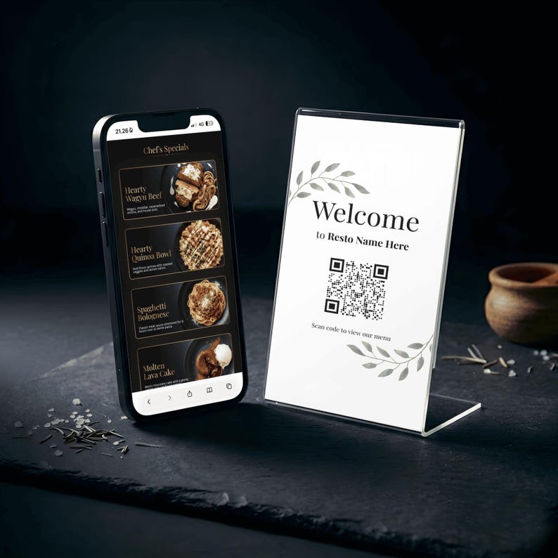 Fine Restaurant QR Code Menu Website Template for Canva Free Account ...