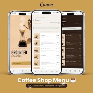 Coffee Shop QR Code Menu Website Template for Canva Free Account | Clean & Minimalist Design