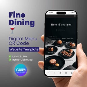 Fine Dining Digital Menu QR Code Website Template for Canva