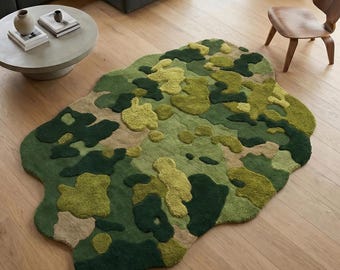 Handgetufteter Waldmoosteppich - 3D-Natur Inspirierter ästhetischer Wohnzimmer-Teppich