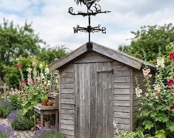 Rooster Weathervane Metal, Outdoor Garden Wind Direction Decor