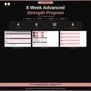 8 Week Advanced Strength Training Program for Women + Fitness Tracker Bundle
