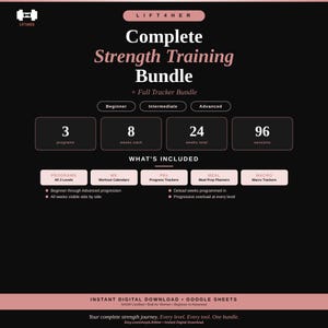 Frauen Krafttraining Programm Bundle, Google Sheets Trainingsplan (Digitaler Download)