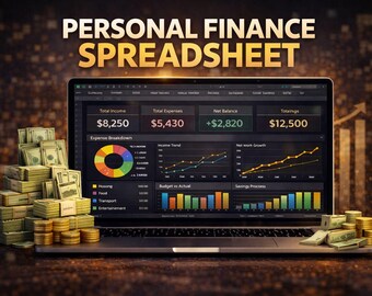 Plantilla de Excel para finanzas personales OS Pro: seguimiento de presupuesto, objetivos de ahorro, patrimonio neto (descarga digital)