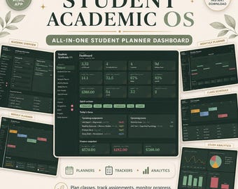 Digital Student Planner, Academic Planner App, GPA Tracker, Class Schedule, Study Planner, Budget Tracker, Digital Download