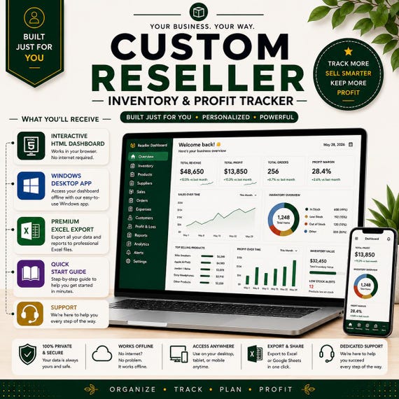 Custom Reseller Inventory & Profit Tracker, Built Just for You | Bonus: Excel Export + Windows App