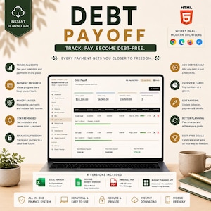 Ultimate Budget Planner Bundle | Personal Finance Dashboard, Expense Tracker, Saving Goal, Debt Payoff | Excel, Google Sheets, HTML App, PDF image 8