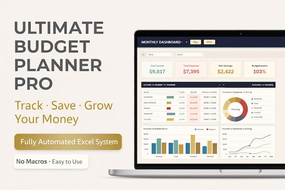 Ultimate Budget Planner PRO | Excel Finance Tracker, Debt Snowball (Digital Download)