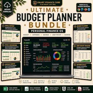 Ultimatives Budgetplaner-Paket | Persönliches Finanz-Dashboard, Ausgaben-Tracker, Sparziele, Schuldenabbau | Excel, Google Tabellen, HTML-App, PDF