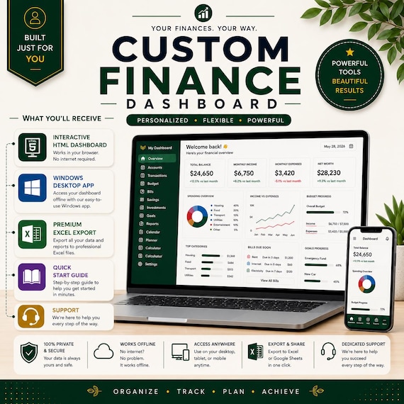 Custom Finance Dashboard, Built Just for You | Bonus: Excel Export + Windows App
