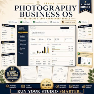 Photography Business Management App Bundle | CRM, Booking, Invoicing & Printable Forms, Excel export | Digital Download