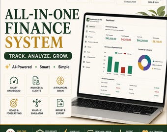 AI Finance System | Small Business Dashboard, Invoices, Tax Tracker (Instant Download)